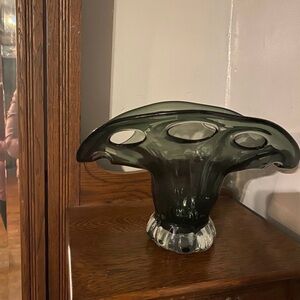 Elegant Glass Vase in Smoky Gray